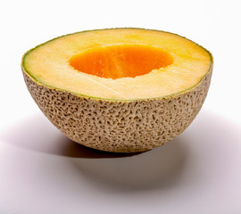 Half cantaloupe, cleaned and ready to eat