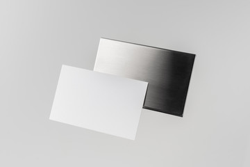 top view of business card with case on white
