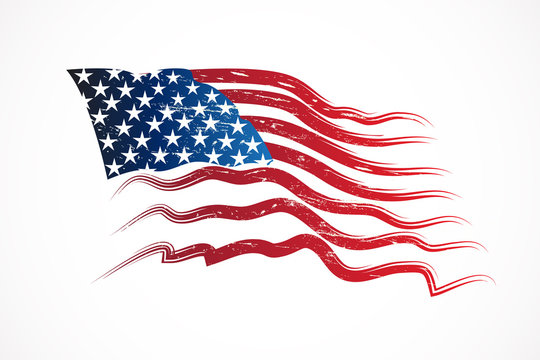 Grunge American USA flag vector render web image