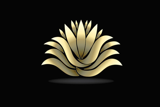 Gold lotus flower logo vector image design