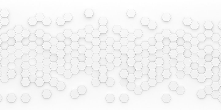 Bright hexagon wallpaper or background - 3d render