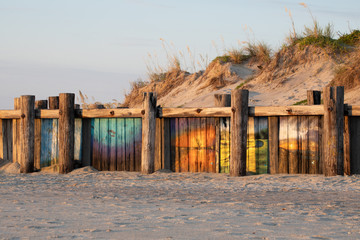 retaining wall at Folly Beach, South Carolina