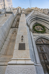 New York City, NY, USA - December, 2018 - The Cathedral of St. Patrick is a decorated Neo-Gothic-style Roman Catholic cathedral church in the United States, located at Fifth Avenue.
