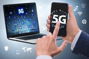 5G mobile technology concept - high internet speed