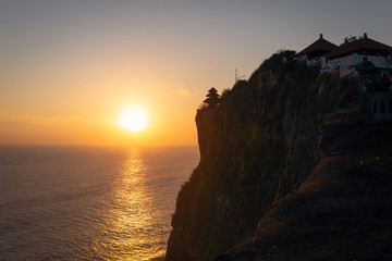 Sunset view over the sea from Uluwatu temple, Bali island