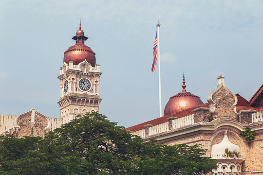 Sultan Abdul Samad Building closeup view in Kuala Lumpur, Malaysia