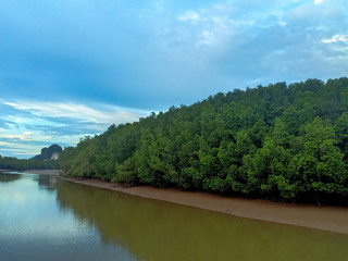 landscape with river and clouds