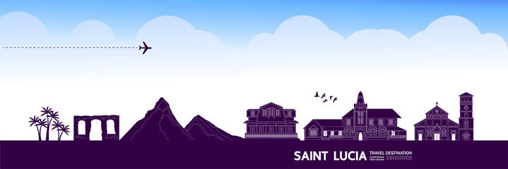 Fototapeta na wymiar Saint Lucia travel destination grand vector illustration.