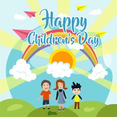 Obraz na płótnie Canvas Happy Children's Day for International Children Celebration. Vector Illustration