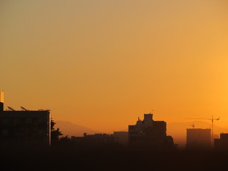 sunset in Santiago, Chili.