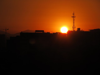 sunset in Santiago, Chili.