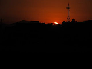 sunset in Santiago, Chili.