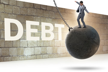 Debt and loan concept with businessman