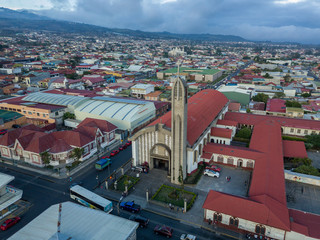 Beautiful aerial view of the Virgen del Carmen Church in Cartago