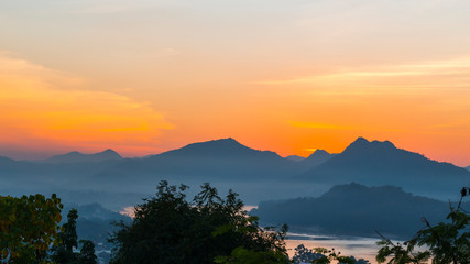 Sunset at Laung Prabang in Bird Eye View:: Mount. PhouSi view point, Laos