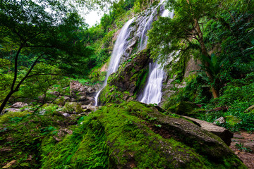 Fototapeta na wymiar Khlong Lan Waterfall, A waterfall in klong Lan national park of Thailand. KamphaengPhet ,Thailand.