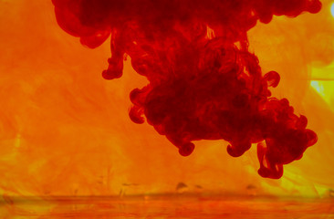 Abstract motion color water drop in water, Ink swirling in water background