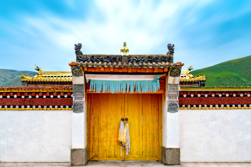 Arou Temple（A’rou Temple） in Qinghai Province, China. Chinese Tibetan Buddhist temple