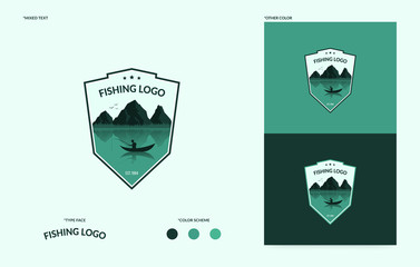 Flat fishing club logo, logytype of fishing tournament concept