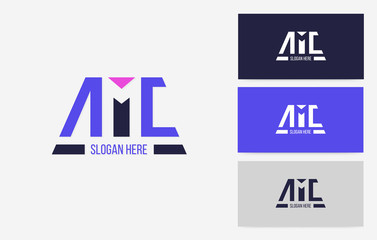 AMC negative space logo, vector of sport branding business concept