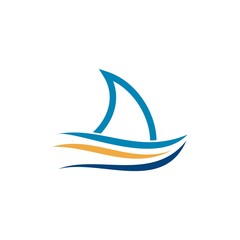 sail boat logo template, design concept vector