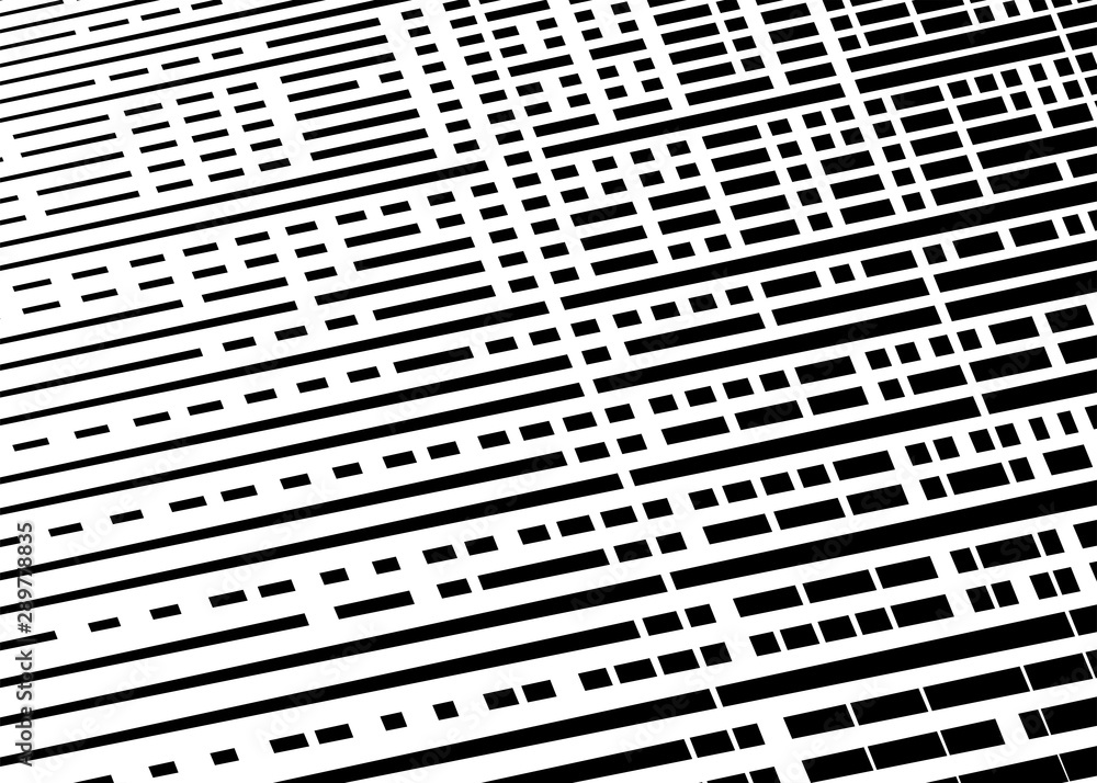 Poster Grid, mesh with intermittent, dashed lines. Intersecting dynamic stripes. Irregular grating, lattice texture. Interlocking, criss-cross abstract geometric illustration