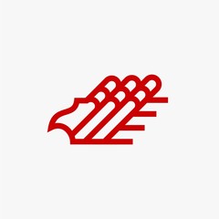 Eagle line logo design vector. Wild bird illustration symbol. Red eagle outline vector icon.