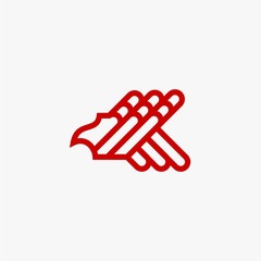 Eagle line logo design vector. Wild bird illustration symbol. Red eagle outline vector icon.