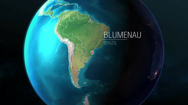 Brazil - Blumenau - Zooming from space to earth