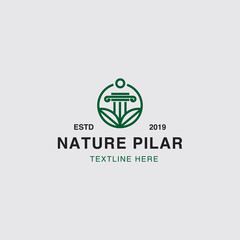 icon logo pillar and leaf concept