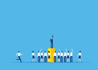 Leader speech and crowd of people. Business vector illustration , The Real leader concept, Flat character style design, Communication, Group of people.