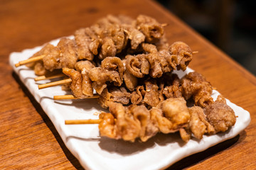 Grilled Chicken Skin Skewers.