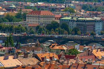 Naklejka premium Prague panorama overlooking the Palacky Bridge