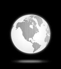 Fototapeta na wymiar silver globe on black background
