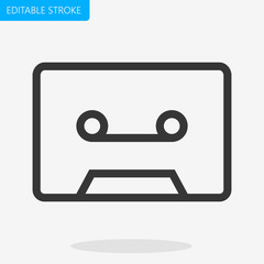 Cassette Tape Icon Pixel Perfect Editable Stroke Vector