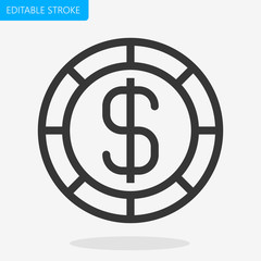 Poker Coin Chip Icon Pixel Perfect Editable Stroke Vector