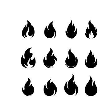 Fire flames, set Logo design inspiration vector icons