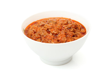 Bowl with Goulash, isolated with clipping path