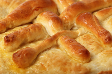 Pie with stuffing, macro