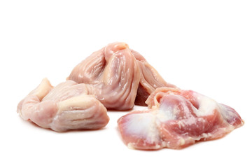 Raw Chicken gizzards isolated on white background