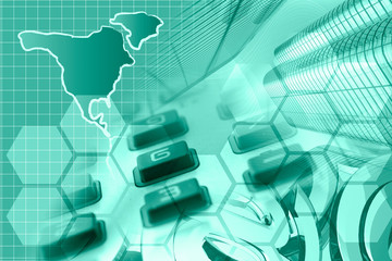 Mail signs, calculator and map