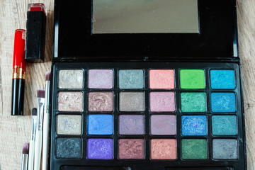 Makeup kit Professional multicolor eyeshadow palette eyelids. Fashion beauty