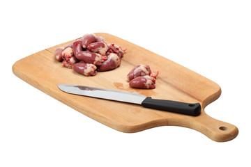 Chicken Hearts on Cutting Board