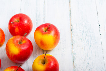 apple fruits on old white wooden table