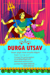 illustration of Goddess Durga in Happy Navratri, durga puja, poster,card ,