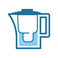 Jug or pot with filter, clean water, liquid purification isolated icon