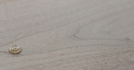 pour oil onto black walnut board