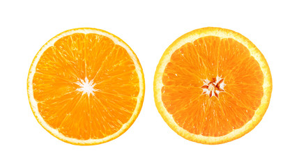 orange slice isolated on a white background. top view