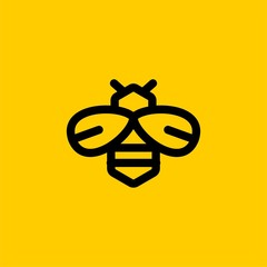 Bee logo design vector. Honeybee abstract symbol. Outline flying insect vector icon.