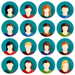 People icons set vector background